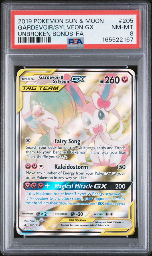 PSA 8 Gardevoir/Sylveon GX #205 Unbroken Bonds