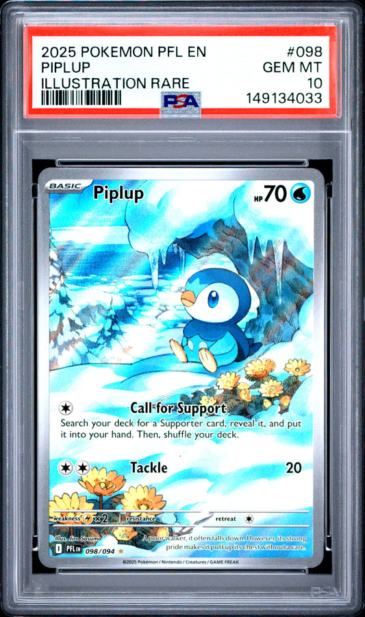 PSA 10 Piplup #098 Phantasmal Flames
