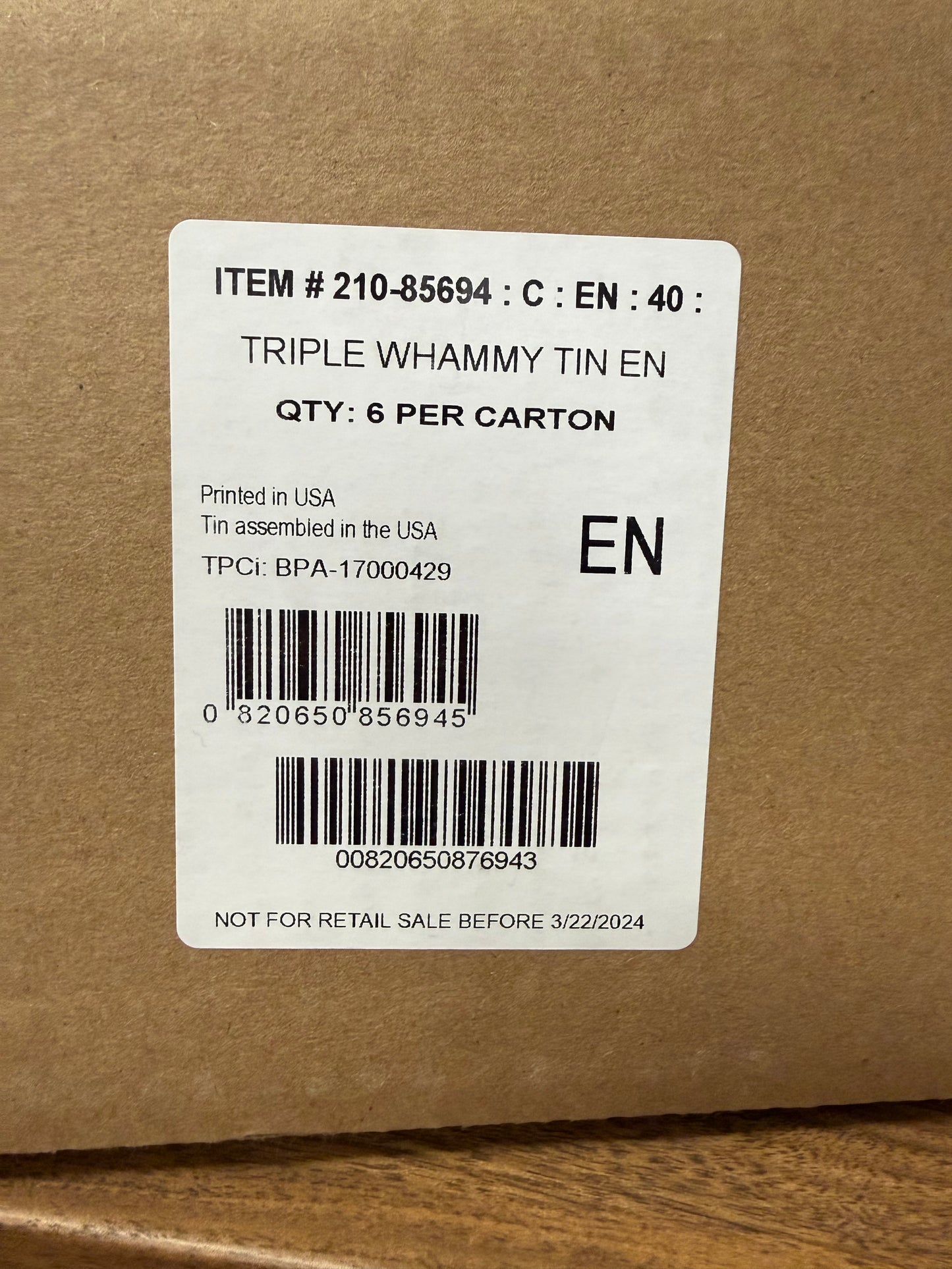 Triple Whammy Tin Case (x6)