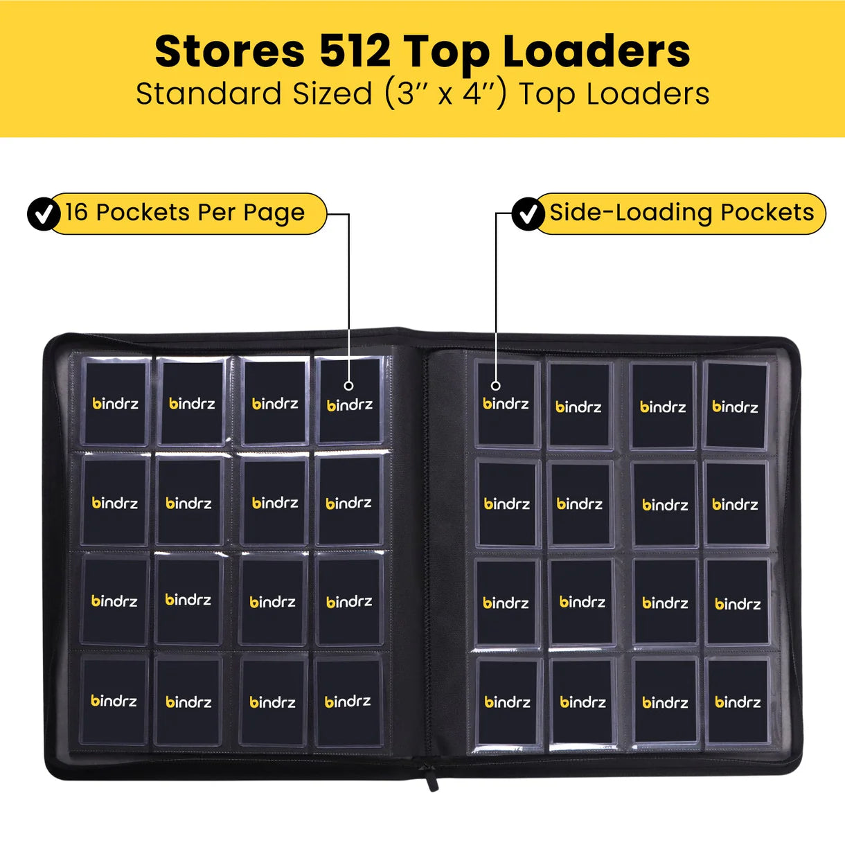 bindrz 16-Pocket 512 Toploader Binder